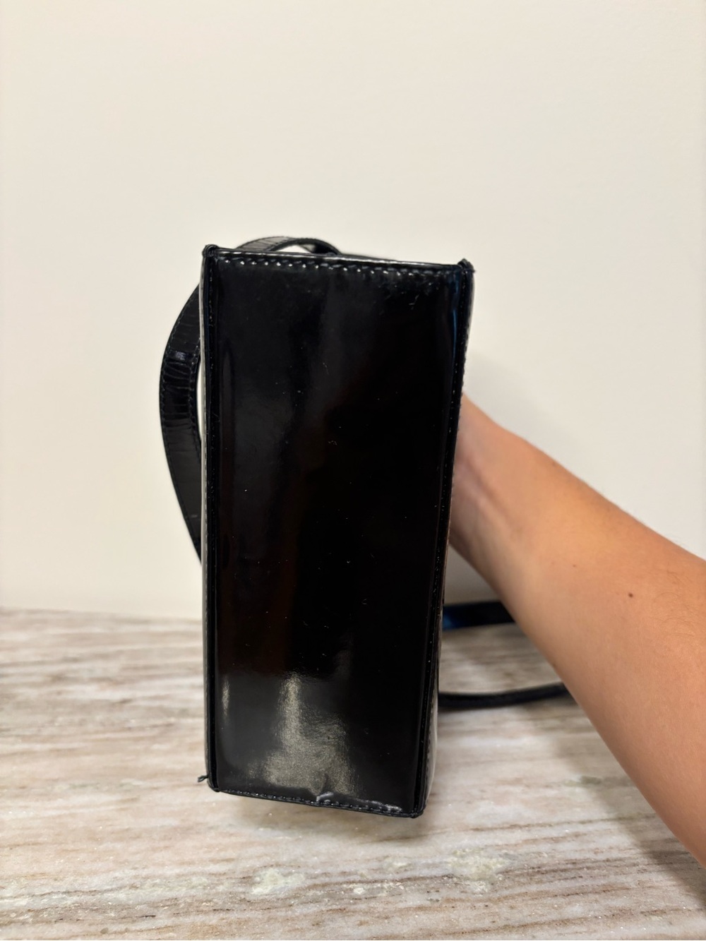 Salvatore Ferragamo Vara Bow Patent Leather Crossbody/Top Handle Bag Black Italy - Picture 13 of 16